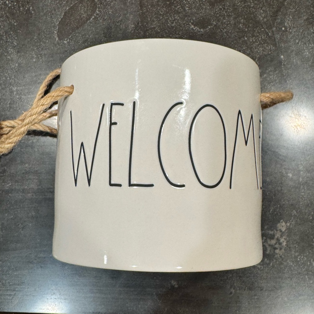 Rae Dunn Artisan Collection By Magenta Welcome Ceramic Hanging Planter